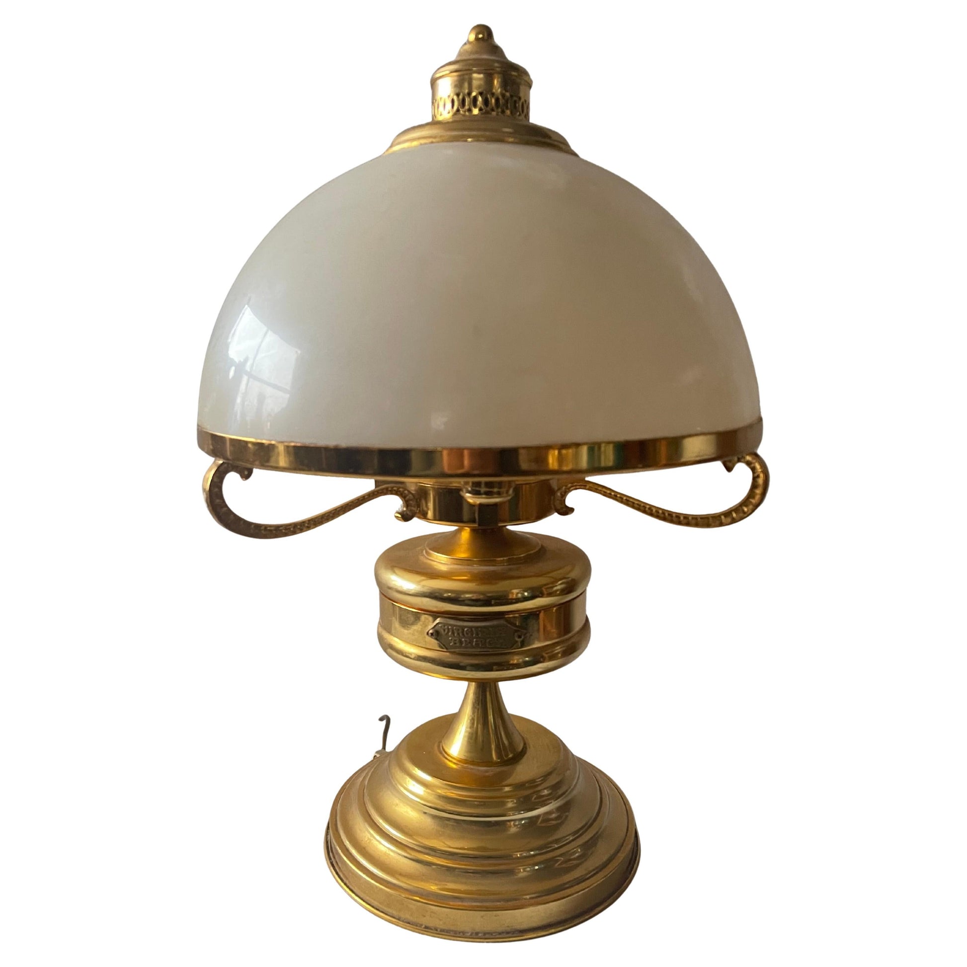 Lampada da tavolo in ottone e vetro italiano stile modernariato anni '90