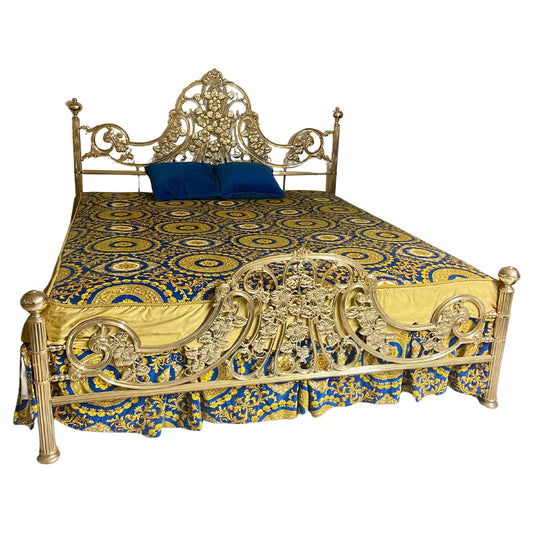 Letto italiano in ottone dorato stile veneziano anni '50