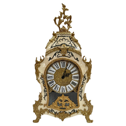 Orologio italiano in bronzo e legno a batteria stilo francese anni '90