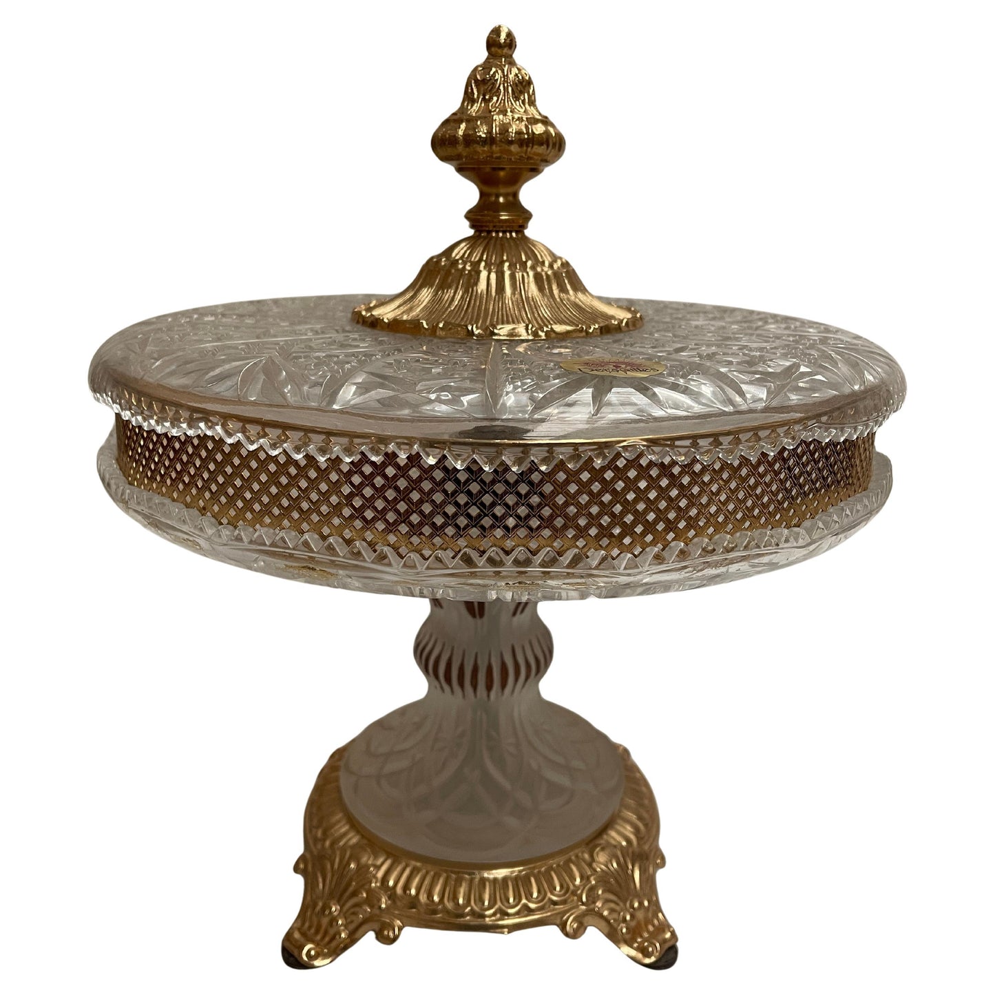 Centrotavola italiano di lusso in cristallo e bronzo dorato stile parigi anni'90