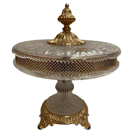 Centrotavola italiano di lusso in cristallo e bronzo dorato stile parigi anni'90