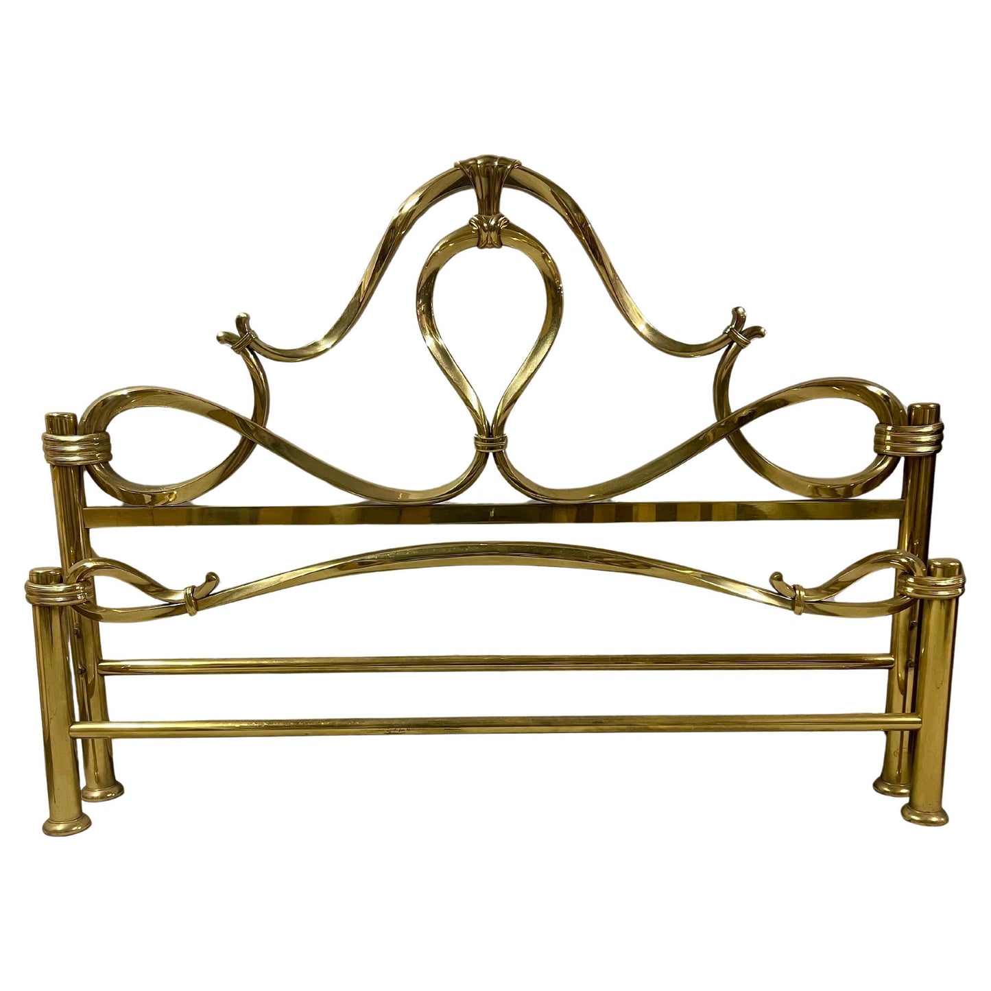 Letto italiano in ottone dorato stile Mid Century Hollywood Regency anni '60