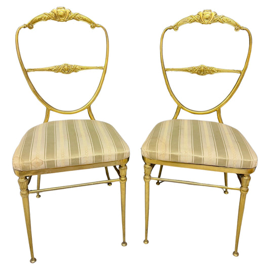 Bellisima coppia di sedie italiane in ottone lago di como anni '50