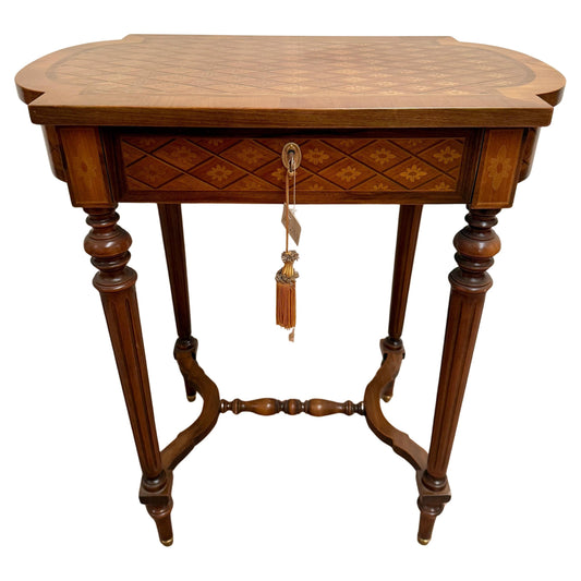 Tavolino intarsiato italiano vintage anni '90