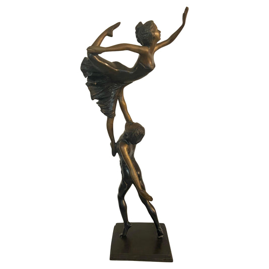 Scultura di ballerini in bronzo francese anni '30