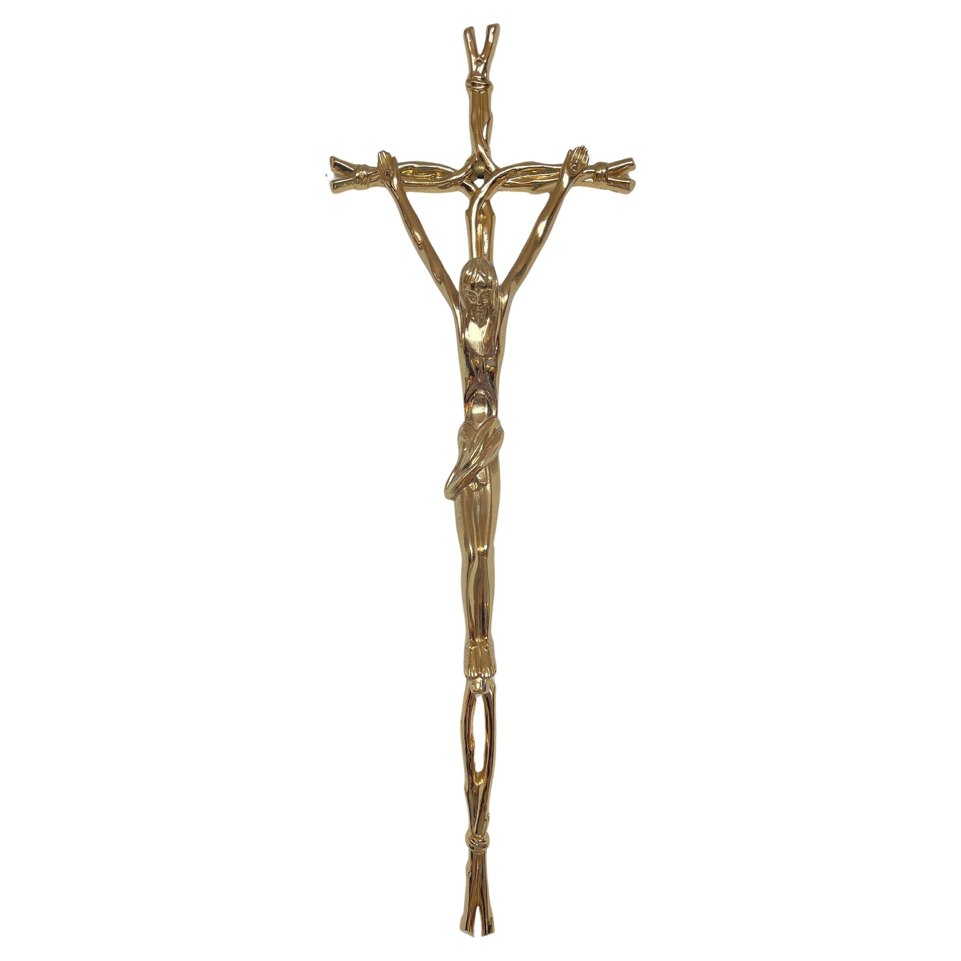 Crocifisso di gesù in bronzo placcato oro fatto a mano Italia