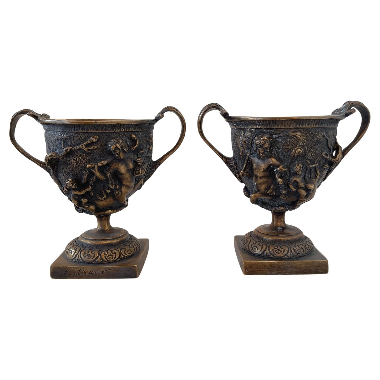 Antica Coppia di cassolette in bronzo del XIX secolo italian