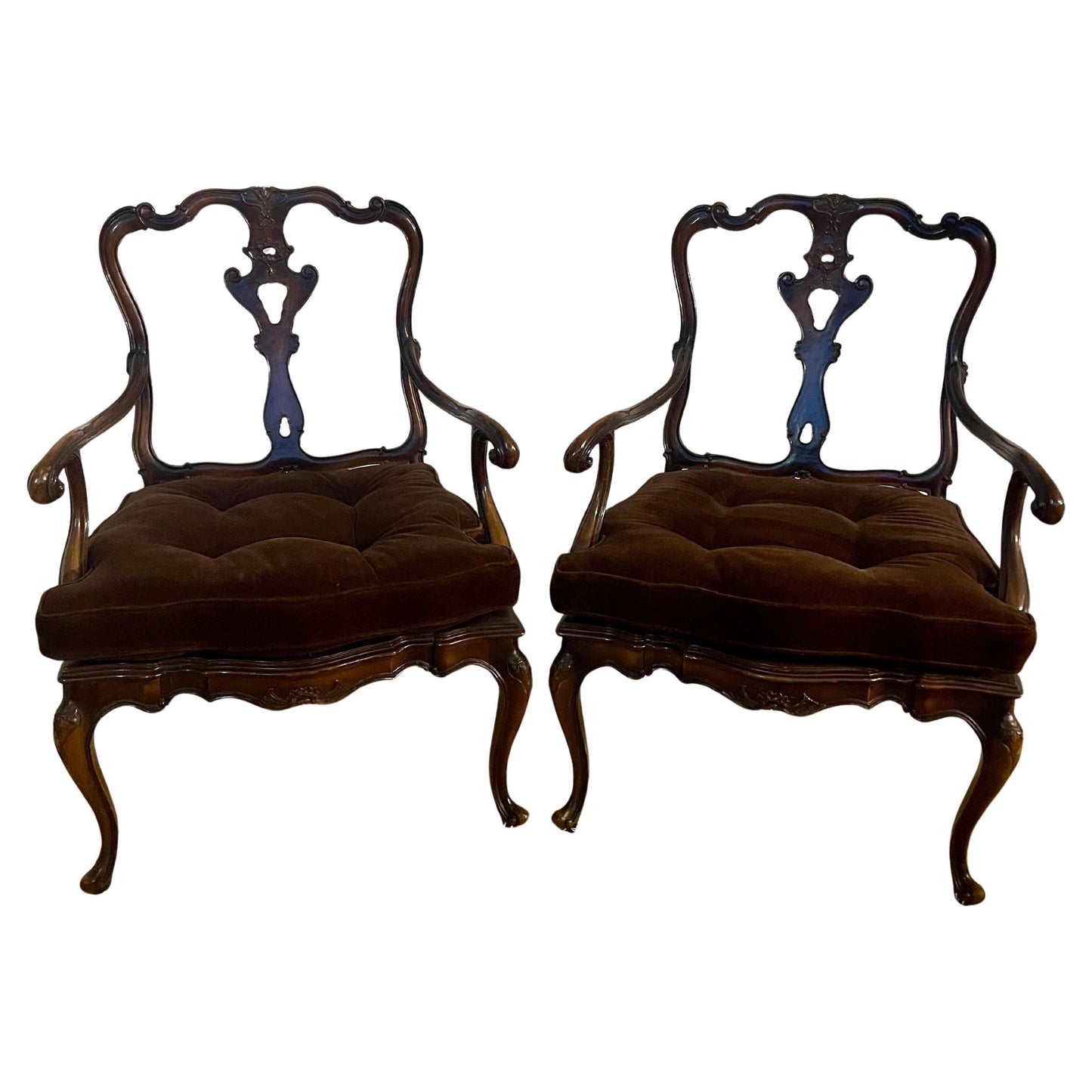 Coppia di poltrone in noce veneto XIX secolo