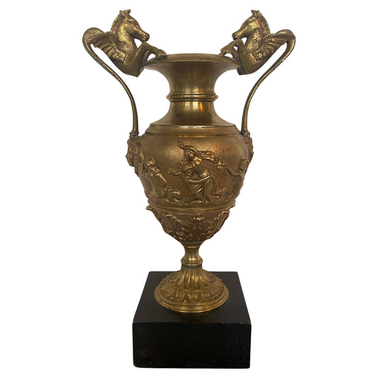 Antico vaso italiano in bronzo con base in marmo XIX secolo