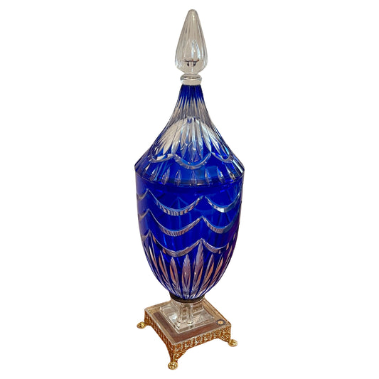 Vasi in cristallo bohemian blue italian anni '90