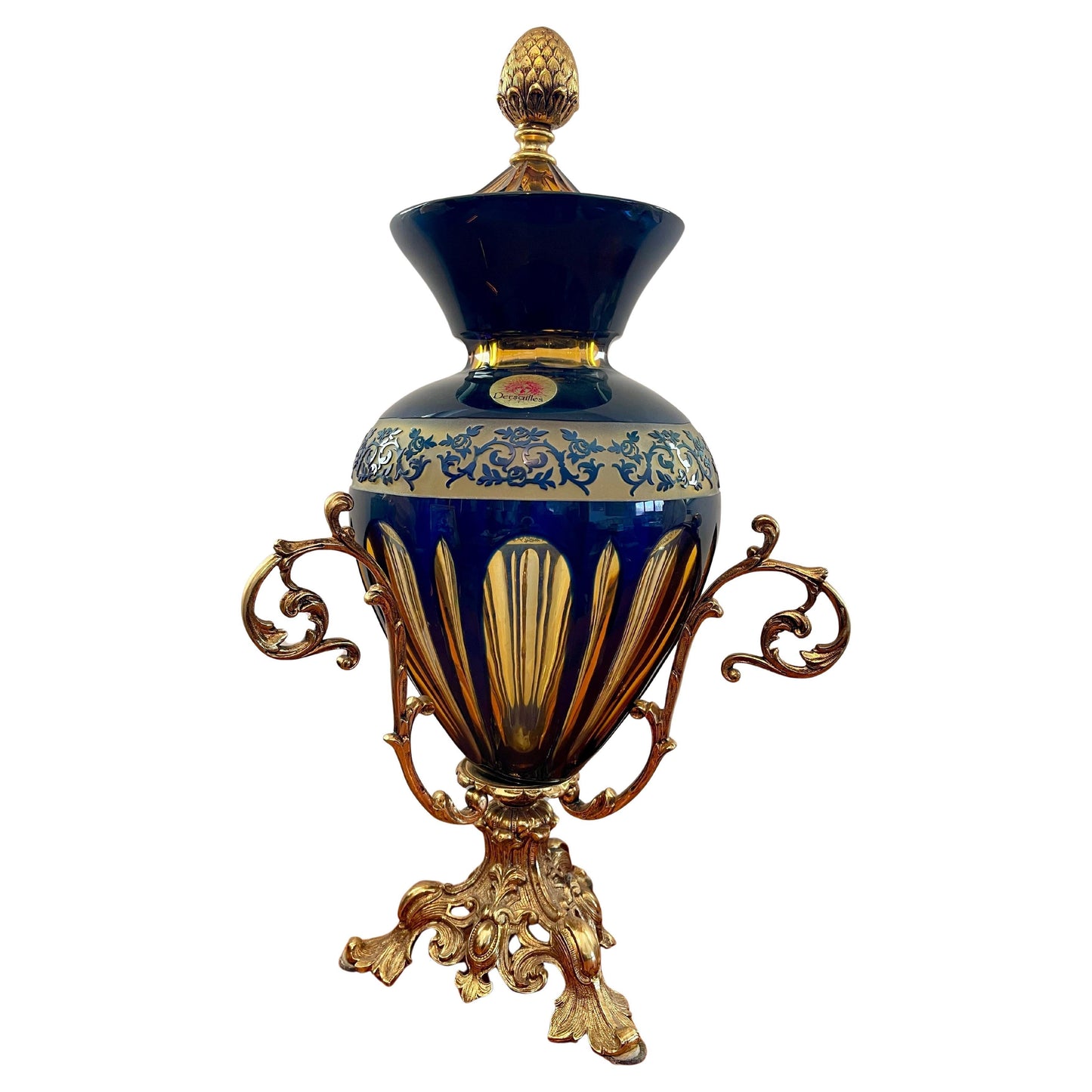 Vasi anfora in cristallo e bronzo dorato firenze italia anni '90