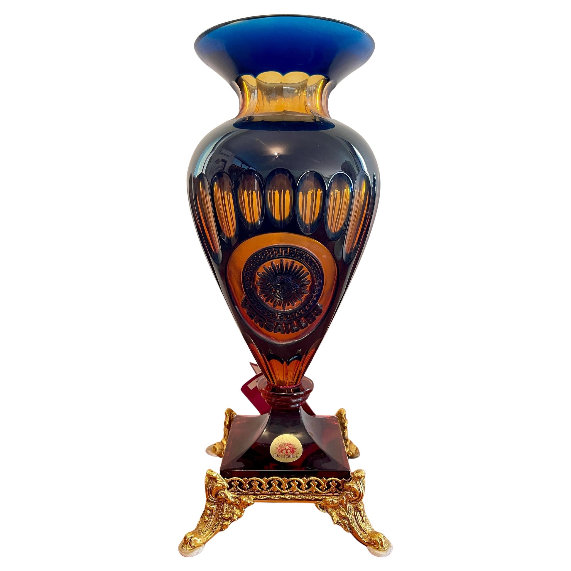 Vaso anfora in cristallo stile versailles anni '90 italia