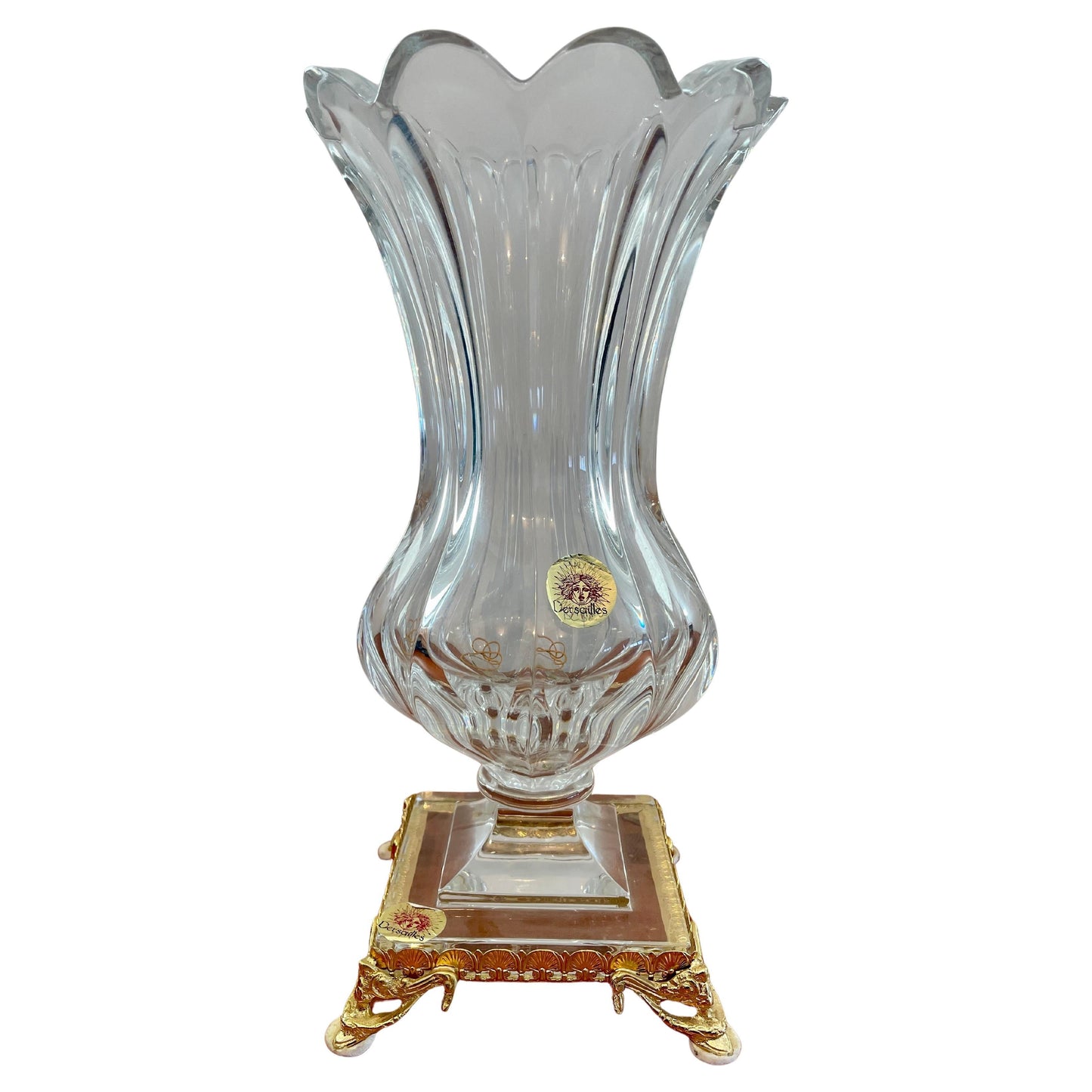 Vaso in cristallo trasparente stile Art vannes 1950