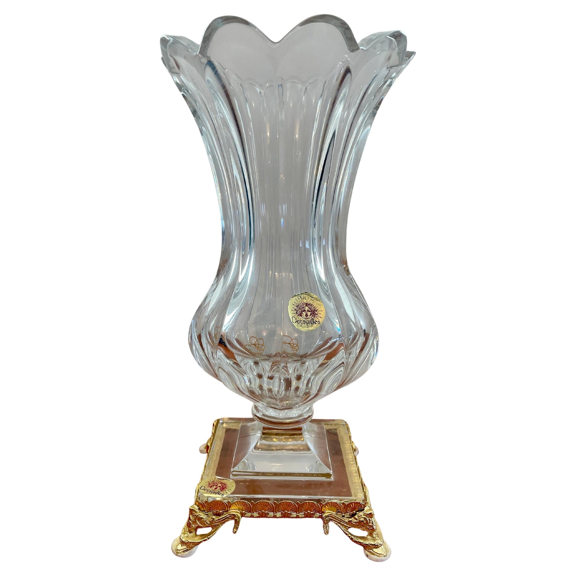 Vaso in cristallo trasparente stile Art vannes 1950