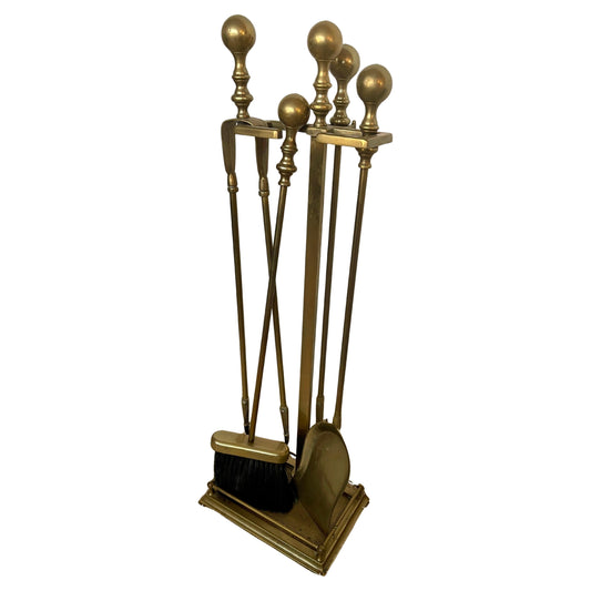 Attrezzi da camino in ottone italiano stile imperio anni '60