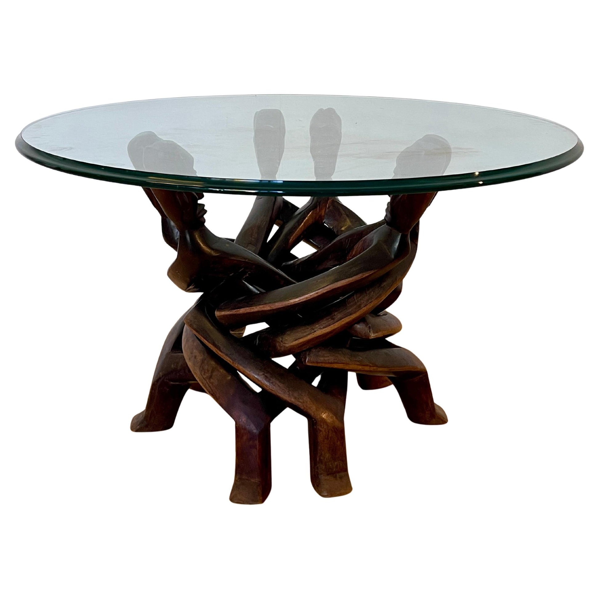 Esclusivo tavolino in legno africano degli anni '50