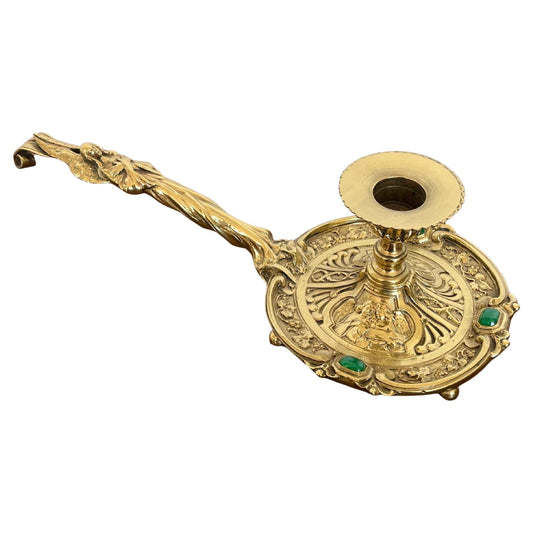 Rara bugia portacandela in bronzo antica XIX secolo