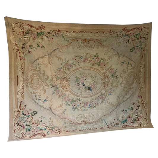 Grande arazzo floreale antico francese del XVIII secolo