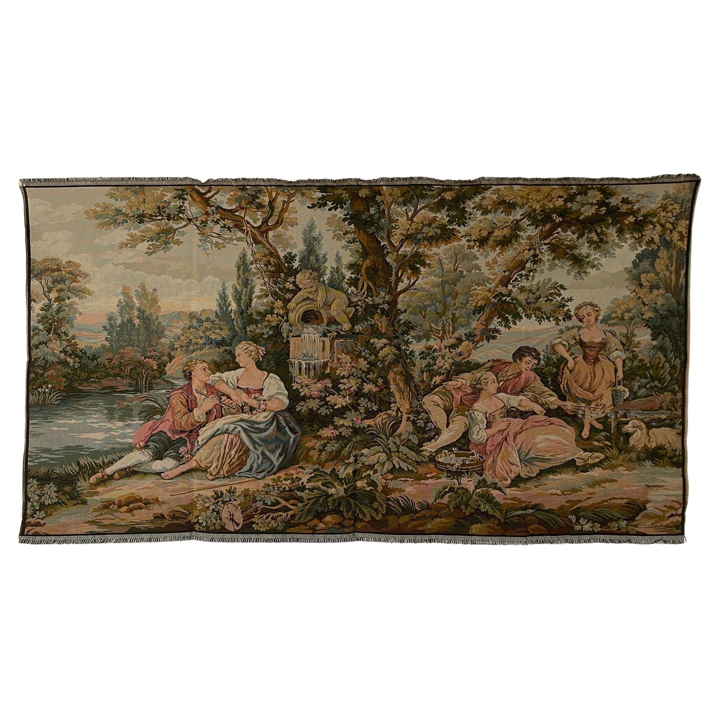 Arazzo rettangolare francese raffigurante coppie vintage degli anni '90.