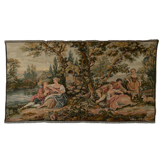 Arazzo rettangolare francese raffigurante coppie vintage degli anni '90.