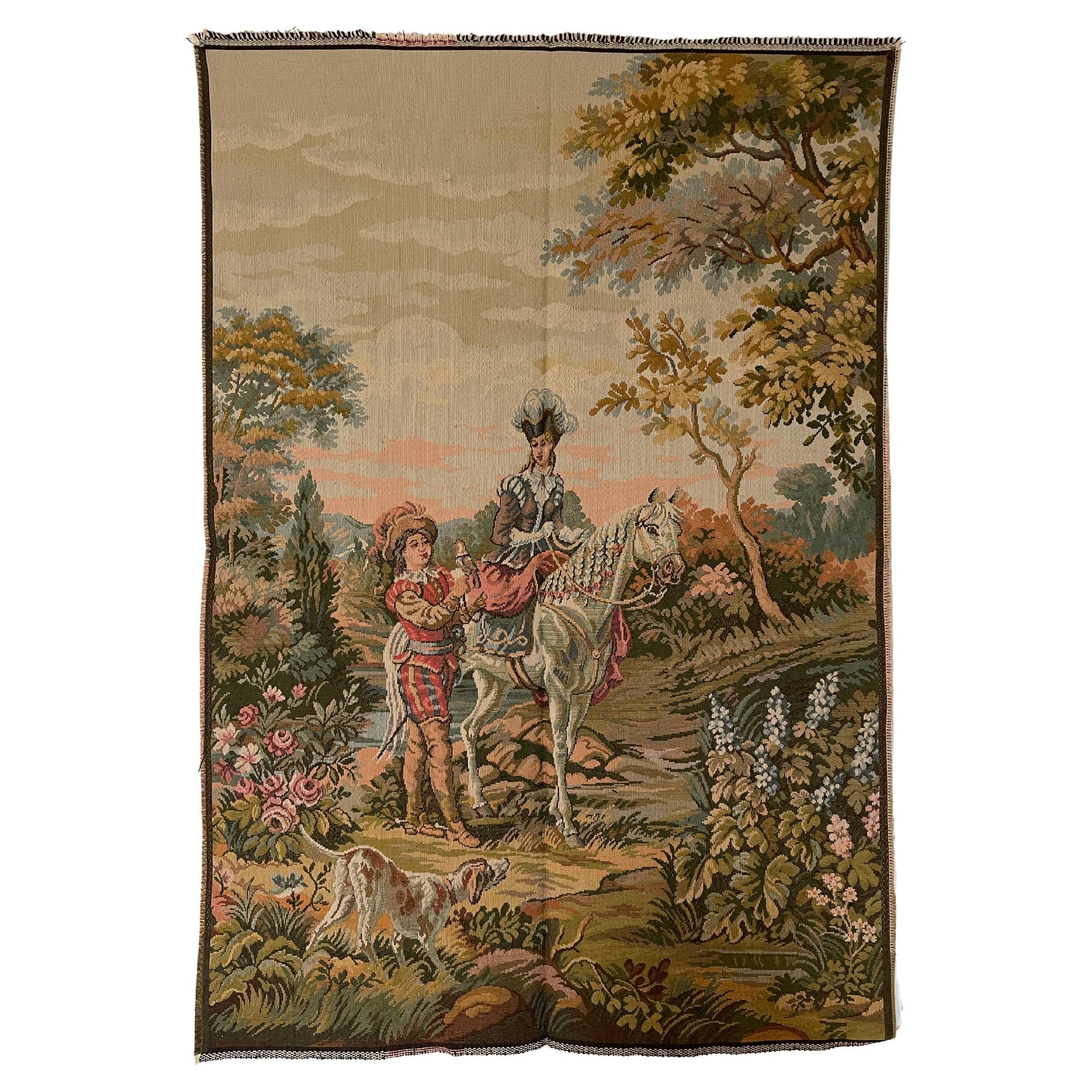 Arazzo francese raffigurante un cavallo d'epoca degli anni '90.