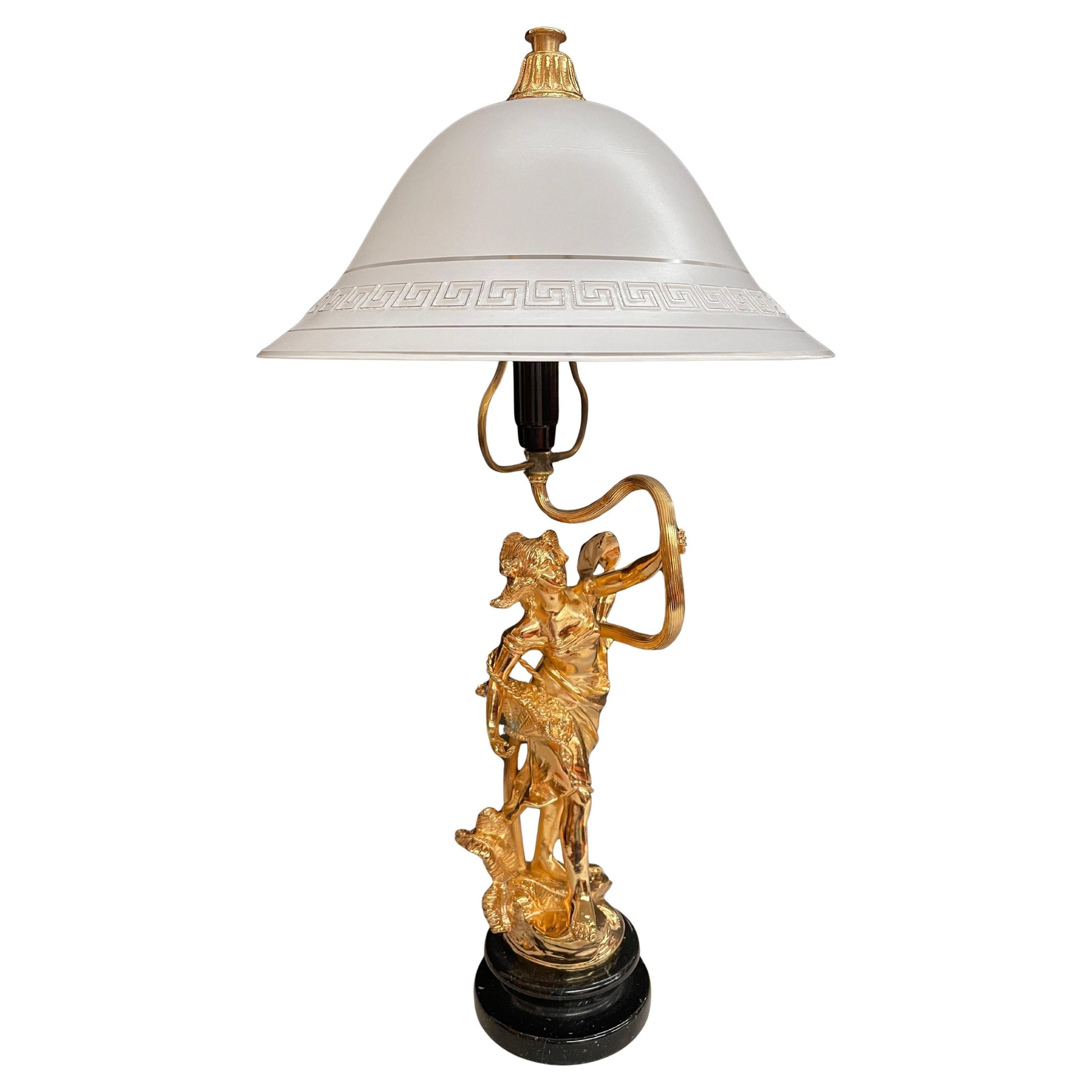 Lussuosa lampada da tavolo in bronzo dorato in classico stile italiano sec. XX