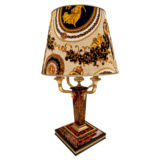 Imponente lampada da tavolo in stile Impero con paralume classico versailles, XX