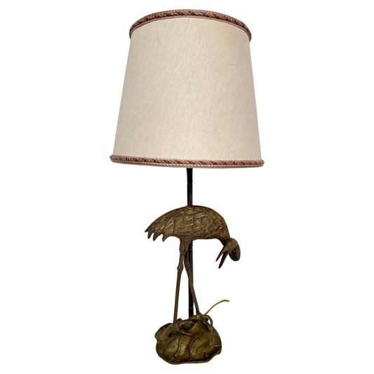 Lampada da tavolo stile Art Deco con base a forma di Airone, XX secolo
