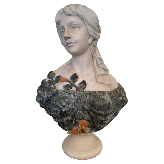 Busto romantico italiano di donna con rosa anni '70