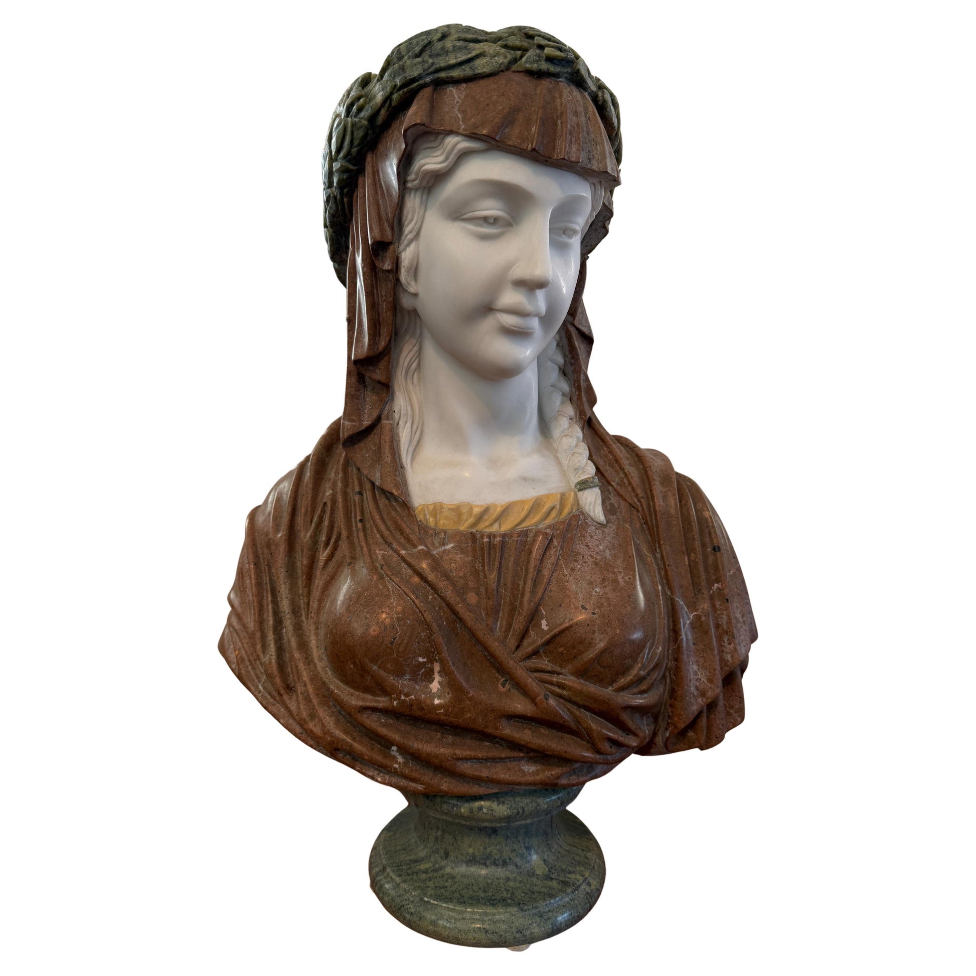 Busto in marmo raffigurante donna religiosa, XX secolo