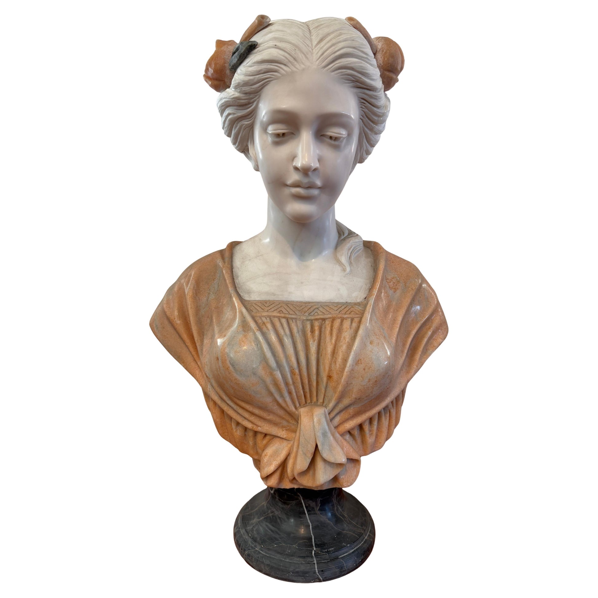 Busto in marmo deluxe raffigurante una dama bianca anni '70