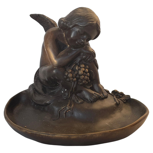 Antico posacenere italiano in bronzo con figura di putti, XX secolo