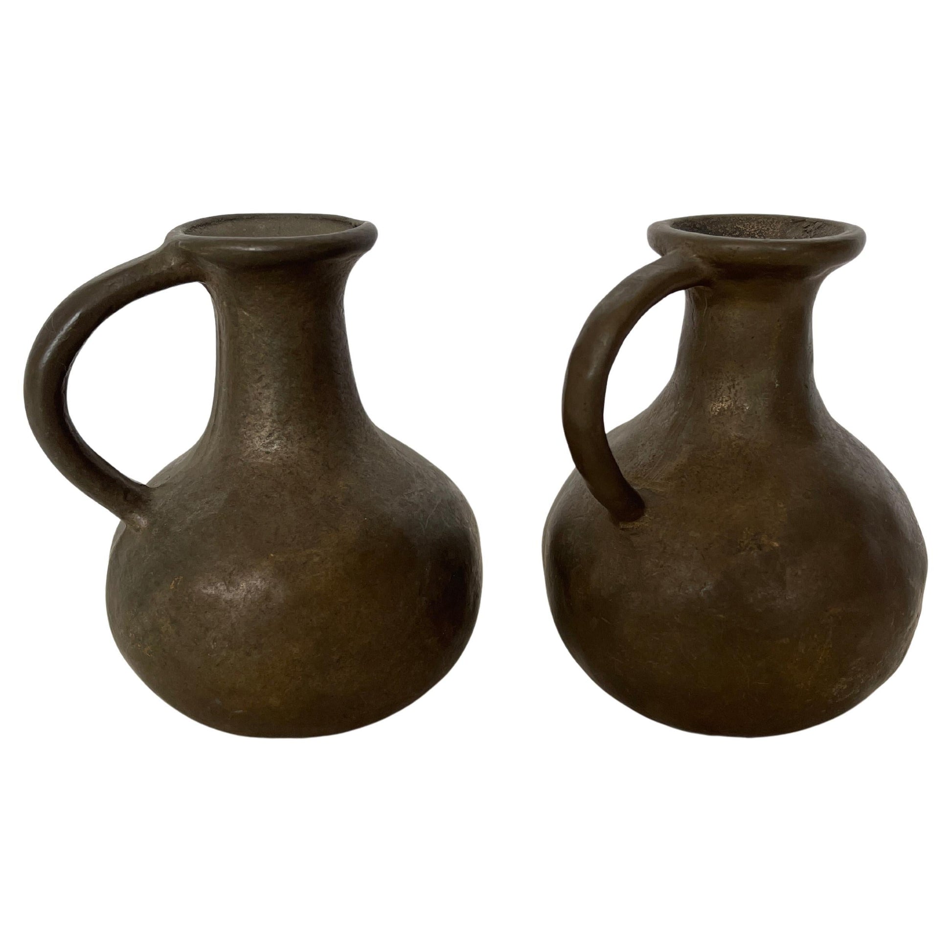 Antica coppia di vasi in bronzo massiccio, XIX secolo