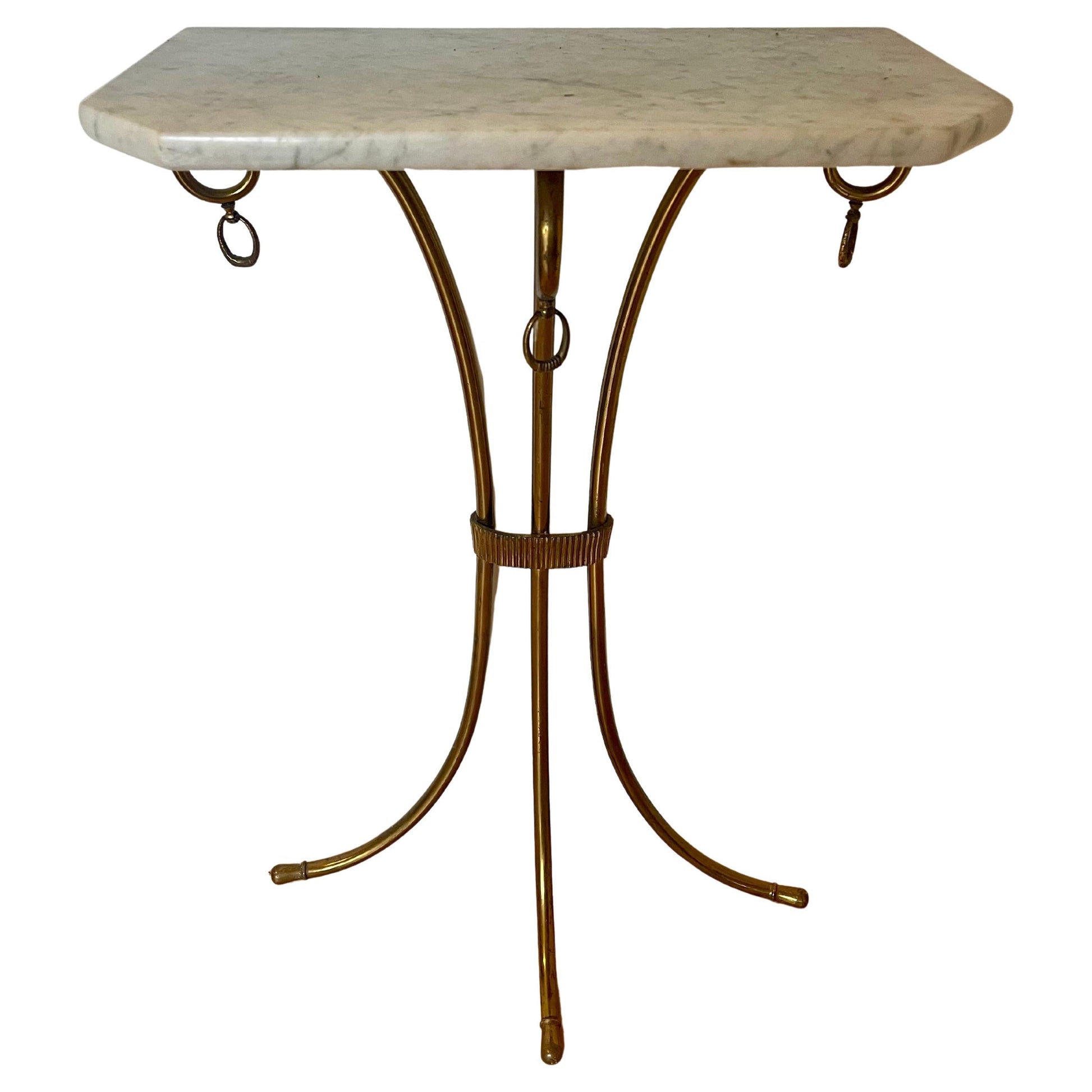 Consolle da parete con base in marmo bianco stile art déco italia anni '80