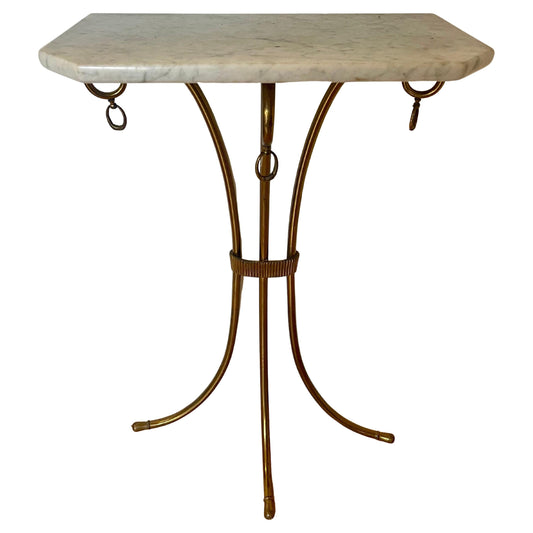 Consolle da parete con base in marmo bianco stile art déco italia anni '80