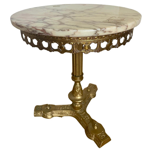 Tavolino italiano in ottone e metallo con piano in marmo anni '60