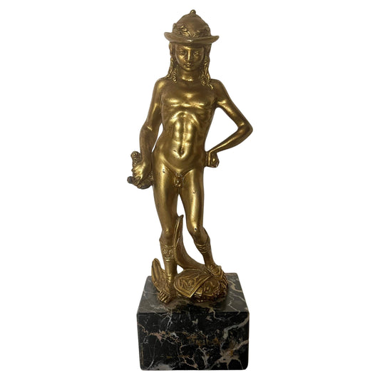 Statuetta in bronzo dorato "David di Donatello" su base in marmo nero