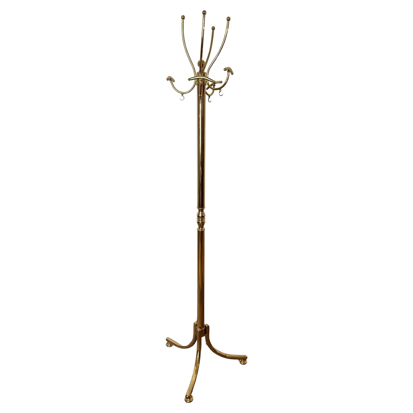 Elegante Appendiabiti da terra in ottone lucido, stile classico e raffinato 1980