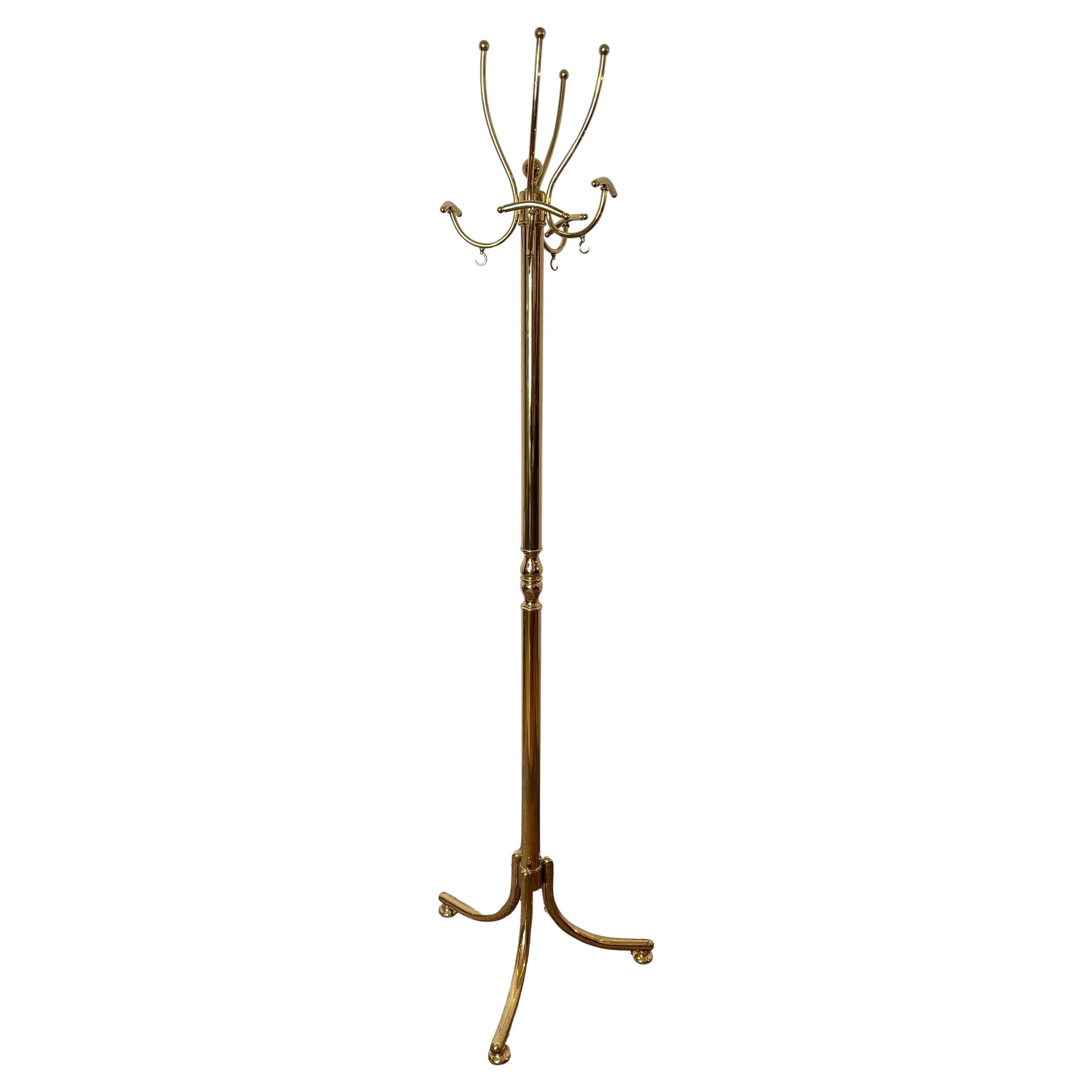 Elegante Appendiabiti da terra in ottone lucido, stile classico e raffinato 1980