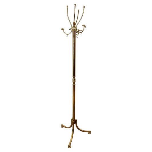 Elegante Appendiabiti da terra in ottone lucido, stile classico e raffinato 1980