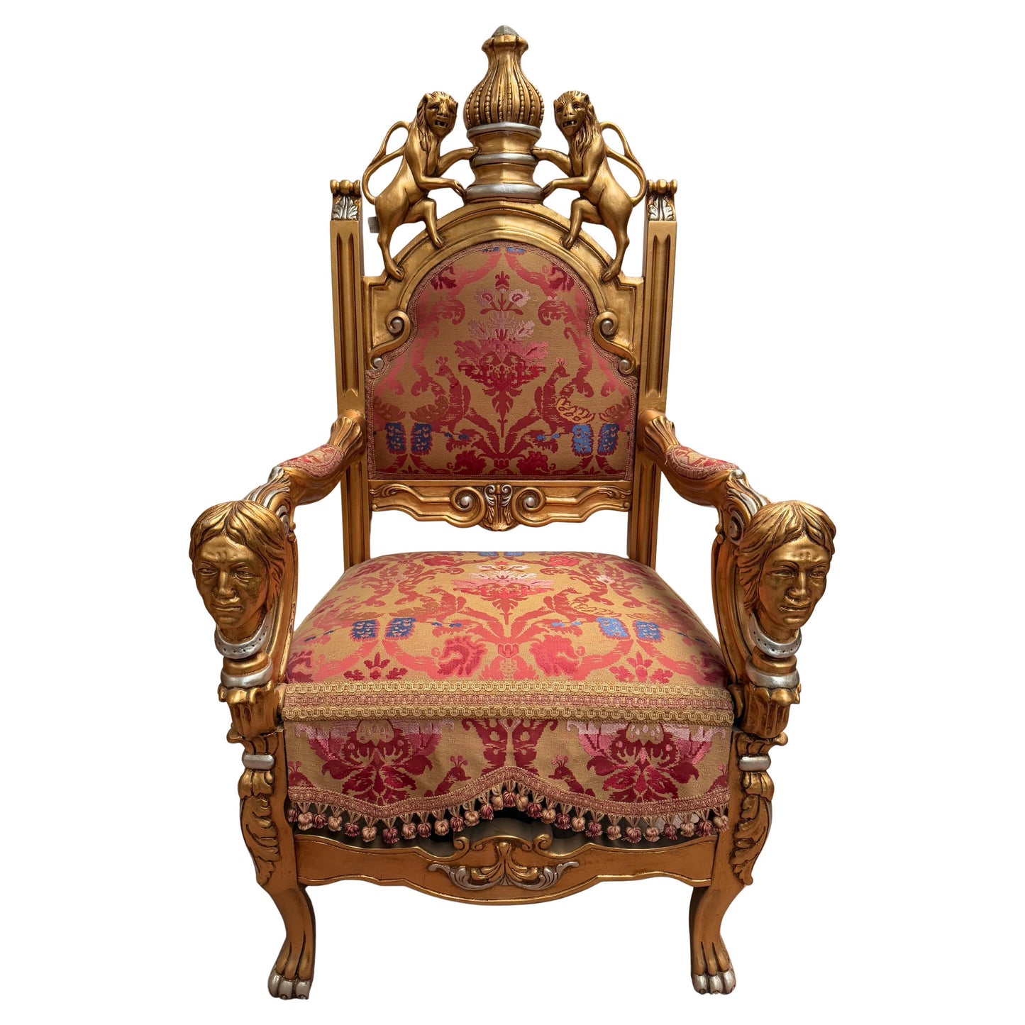 Trono reale barocco italiano dorato – Poltrona del re 1970