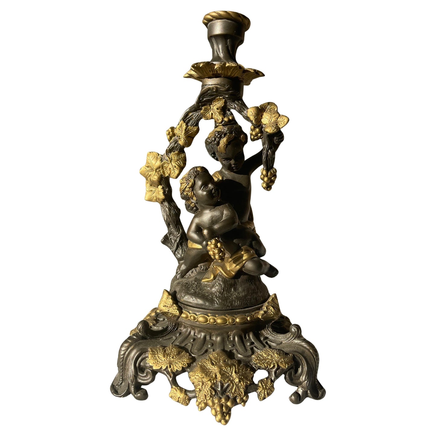 Splendido candeliere italiano in bronzo con cherubini, anni 1980