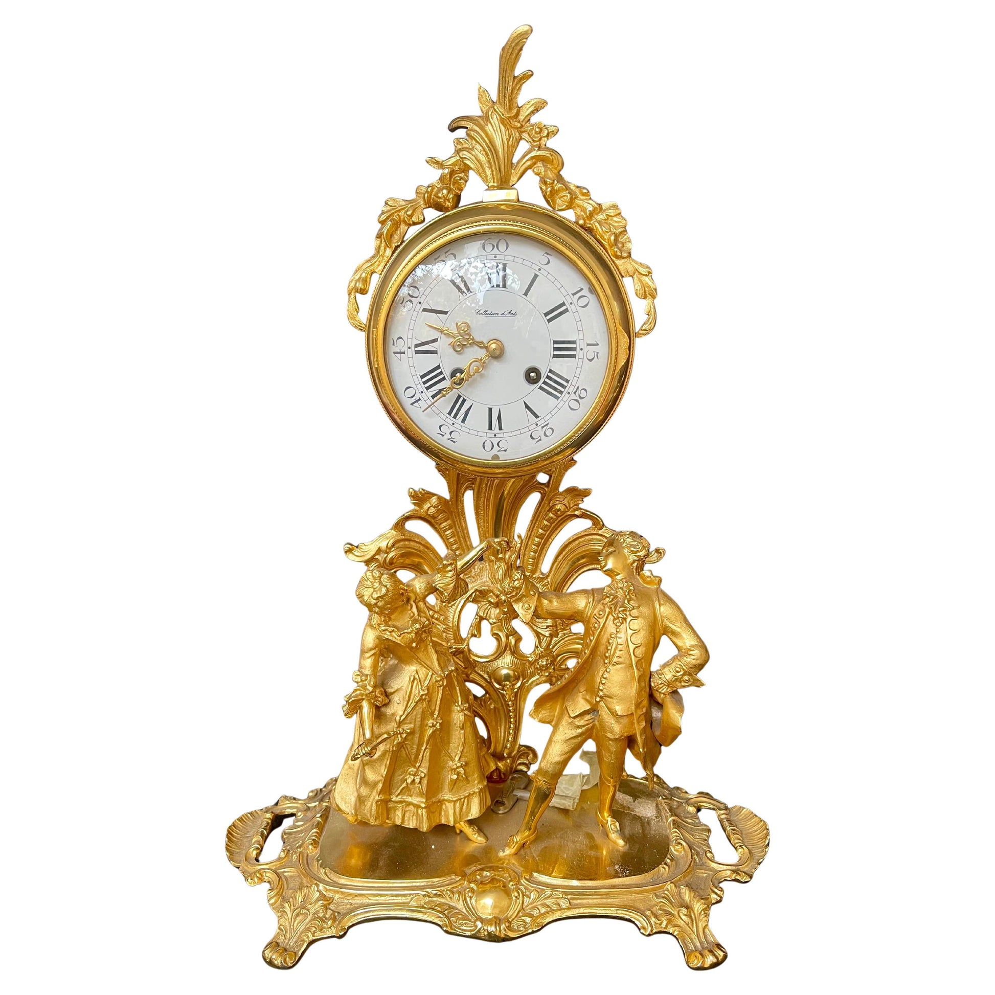 Orologio da tavolo in bronzo dorato stile francese, XX secolo