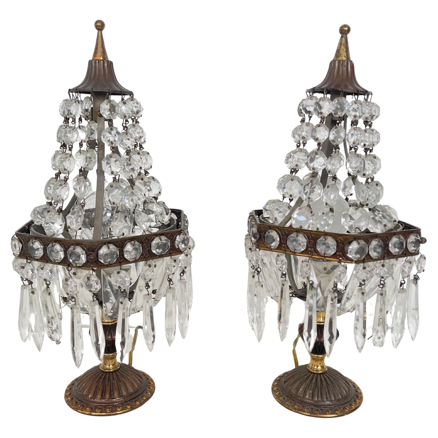 Coppia di Lampade in Stile Classico con Cristalli - Eleganza e Raffinatezza