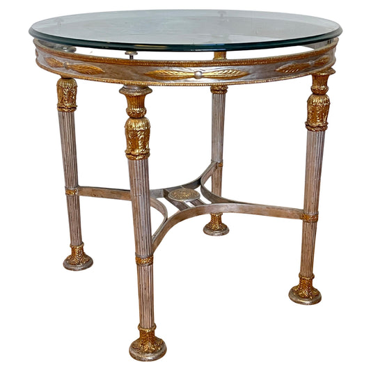 Tavoli da Salotto con Piano in Vetro e Base in bronzo dorato e argentato