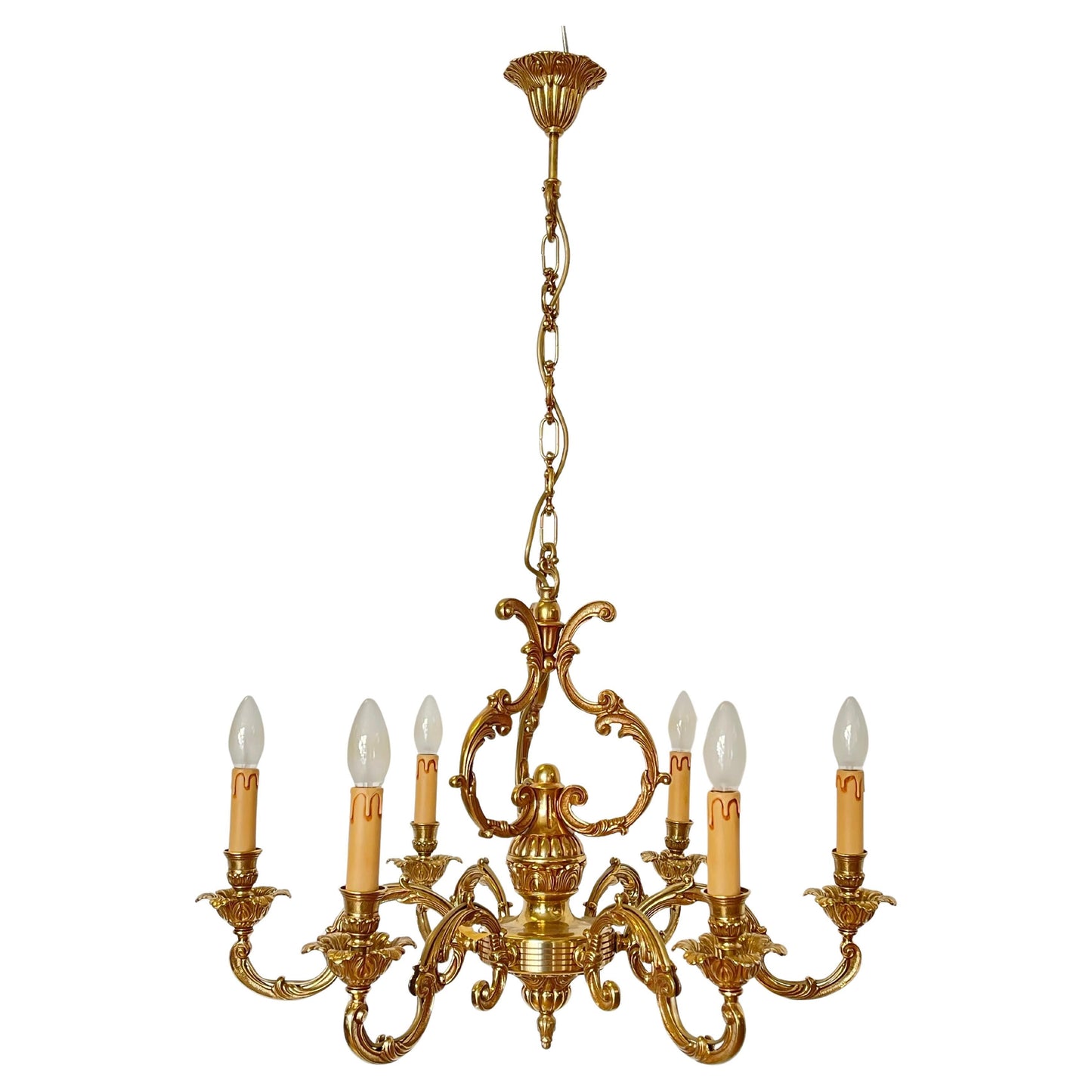 Lampadario Chandelier in Bronzo Dorato a Sei Luci, Versailles - Eleganza Dorata