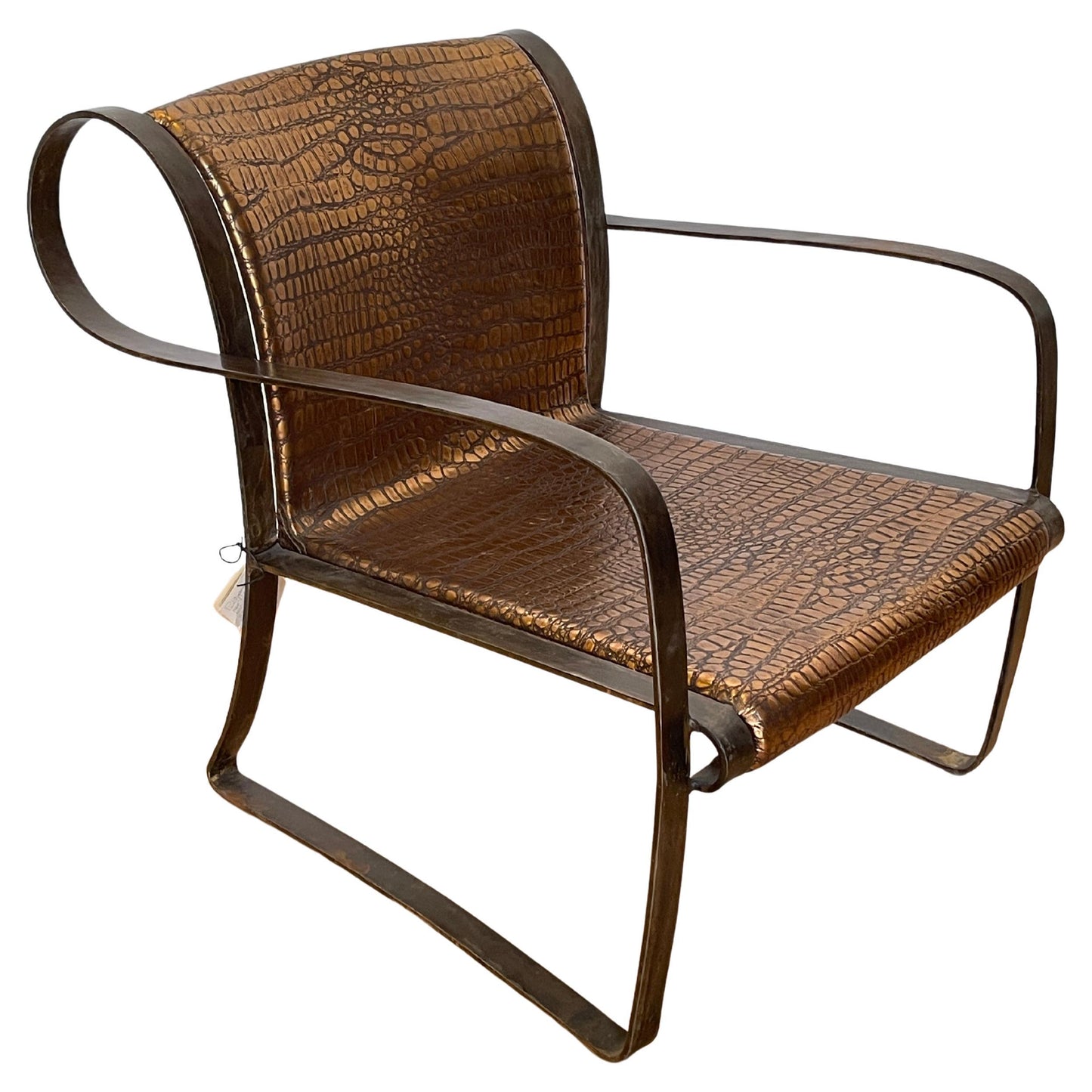 Sedia "Serpente" in Ferro Battuto e Pelle Effetto Coccodrillo