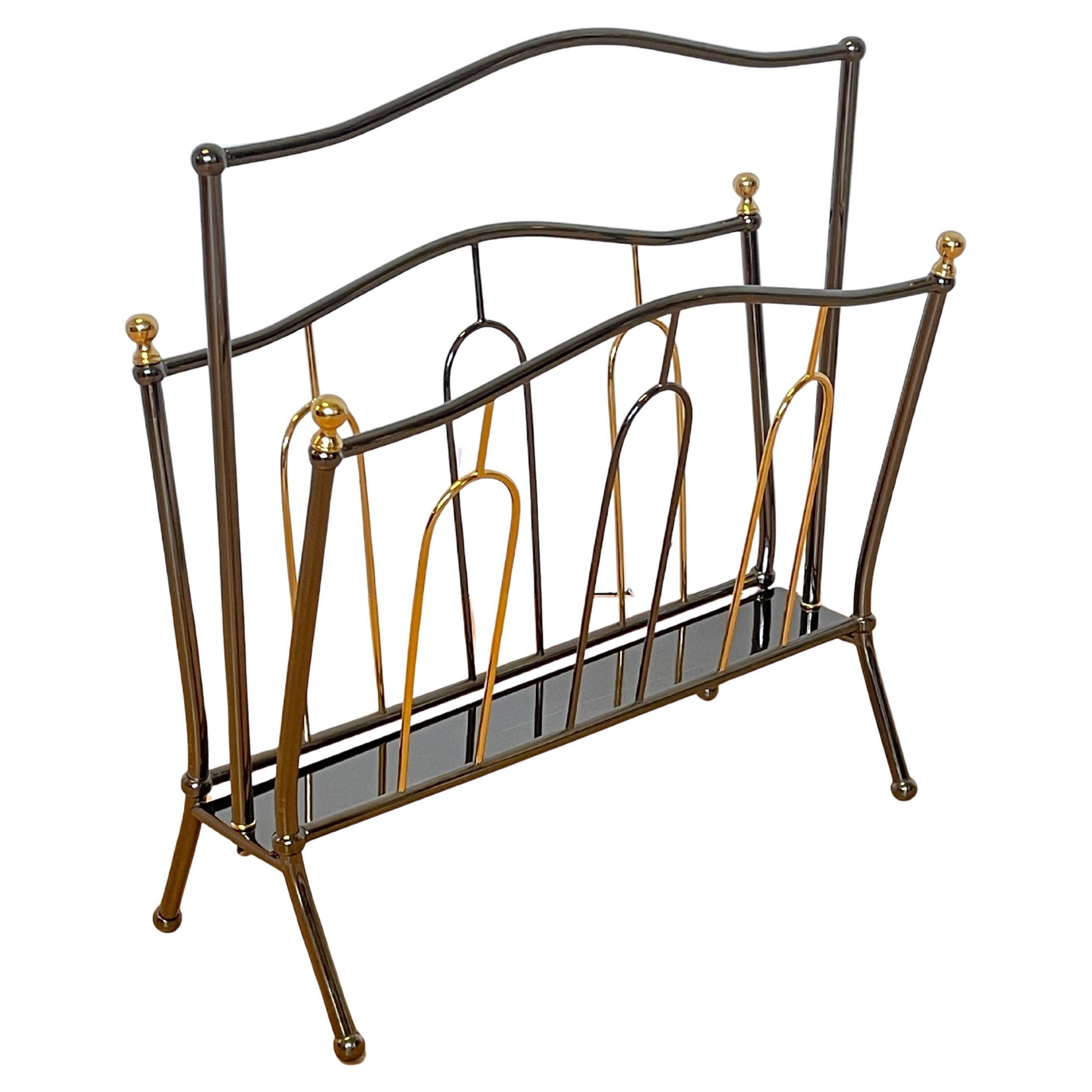 Portariviste italiano in stile Mid-Century degli anni '70 in metallo e ottone