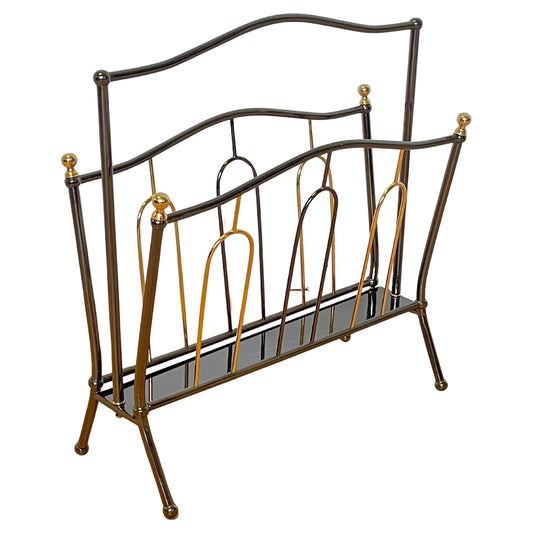 Portariviste italiano in stile Mid-Century degli anni '70 in metallo e ottone