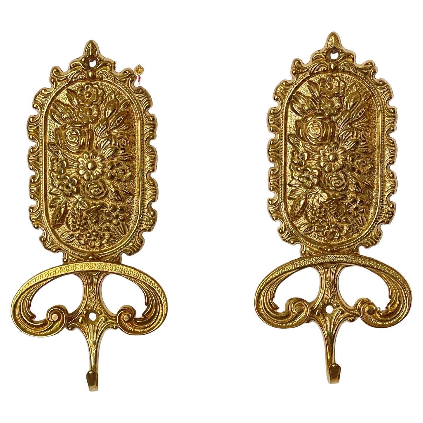 Eleganti Ganci da Parete Dorati in Stile Barocco – Set di 2 con Dettagli Florali